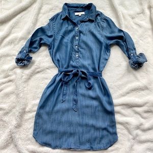 EUC LOFT Blue Chambray Dress w/Belt, Size MP